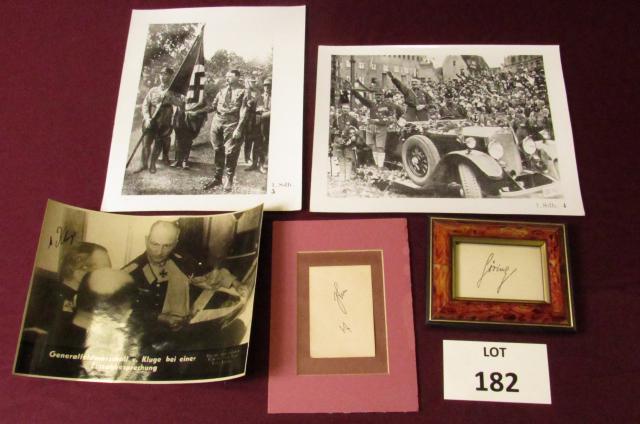 Tray lot of five pieces of German military ephemera: Tray lot of five pieces of German military ephemera including Hermann Goering autograph **Disclaimer**: Given COVID-19 restrictions and the influx of replicas on the market, we are unable to authentic