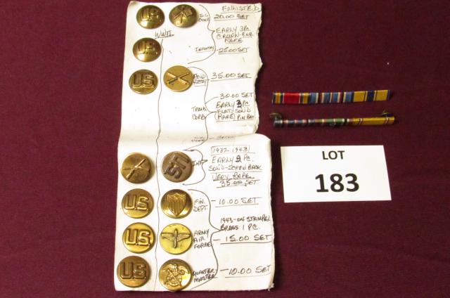 Tray lot of fifteen pieces of WWII-era pin back: Tray lot of fifteen pieces of WWII-era pin back military insignia **Disclaimer**: Given COVID-19 restrictions and the influx of replicas on the market, we are unable to authenticate some of the German