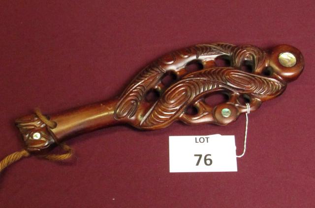 Maori club: Mid century Maori club with Pua insets 16" x 5"