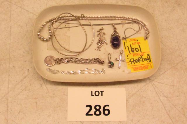 Sterling Lot: Sterling lot with chains, bracelets pendants etc
