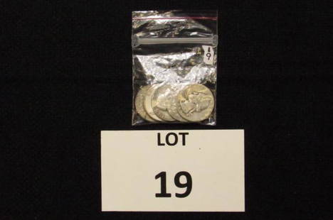 5-Washington Quarters-Silver: 5-Washington Quarters-Silver