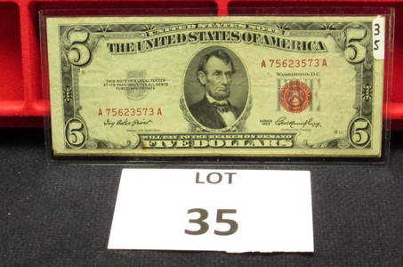 7-$5 US Notes-Red Seal-1953/63