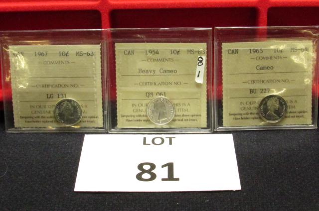 1954,65,67 Canadian Dimes MS63-(80%Silver) (1 of 5)