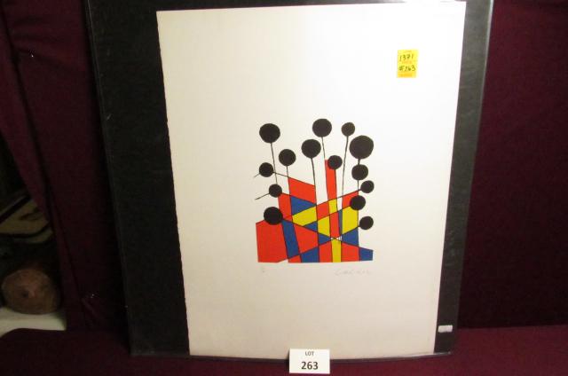 Alexander Calder Stabiles Poster: Alexander Calder signed / numbered 102/150 lithograph. "Jardin Fleuriste" 30" x 22"
