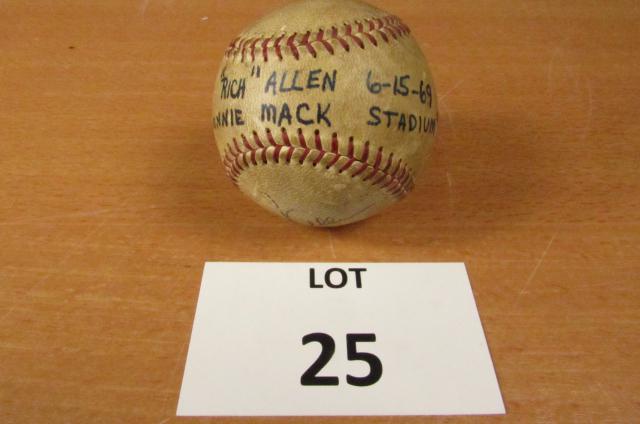 Philadelphia Phillies "Rich Allen" Signed Baseball: Philadelphia Phillies "Rich Allen" Signed Baseball. Also marked Rich Allen 6-15-69 Connie Mack Stadium