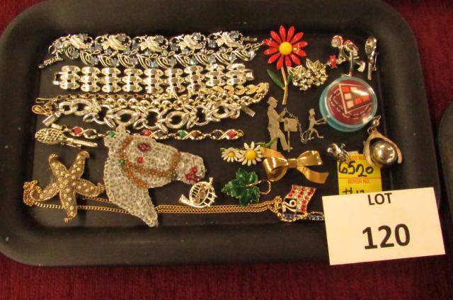 Costume jewelry lot: Bracelets and pins