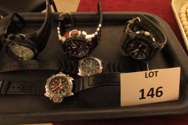 Men's Diver watches: Two Citizens Eco Drive, a Smael and two Swiss watches