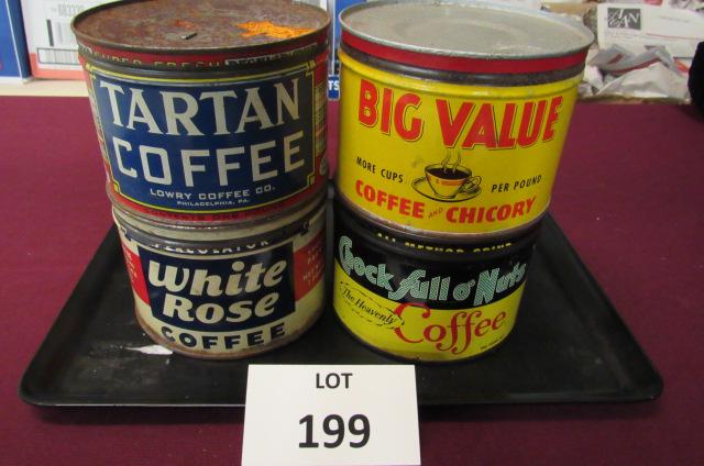 Lot of 4 vintage coffee tins (1 of 3)