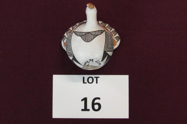 Acoma Pueblo pottery figurine of a turkey.: An Acoma Pueblo pottery figurine of a turkey - made by the celebrated potter the late Lucy Lewis