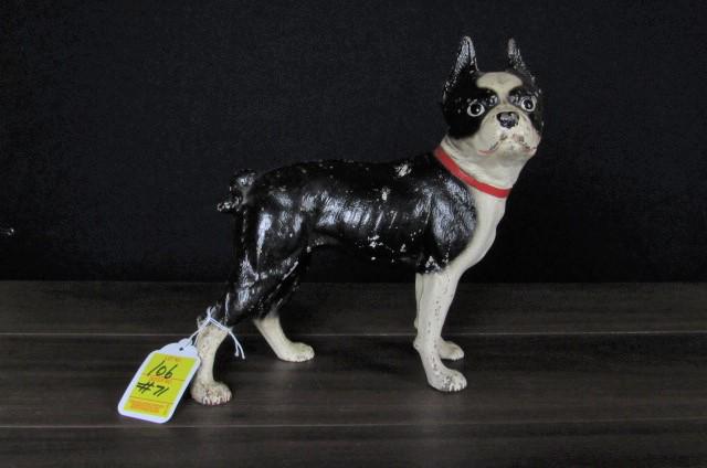 Cast iron Hubley doorstop: Vintage Hubley cast iron Boston Terrier doorstop. 10" long & 10 3/4" tall.