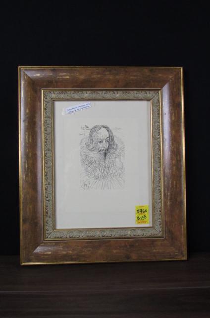 Framed Salvador Dali etching of Cervantes. (1 of 3)