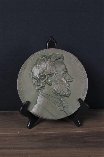 Bronze plaque in high relief of Abraham Lincoln (1 of 3)