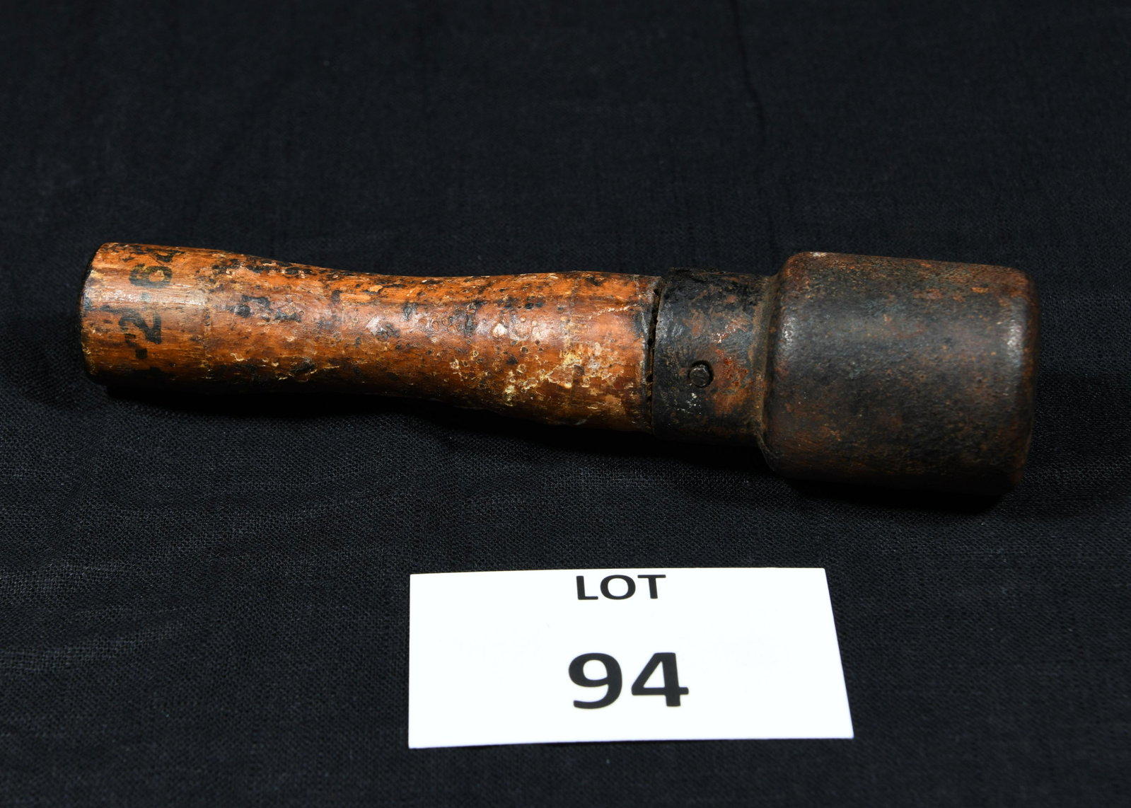 Viet Cong Stick Grenade: A Viet Cong stick grenade. End of the stick is stamped "A74-2-64." *notes- heavy wear from age.