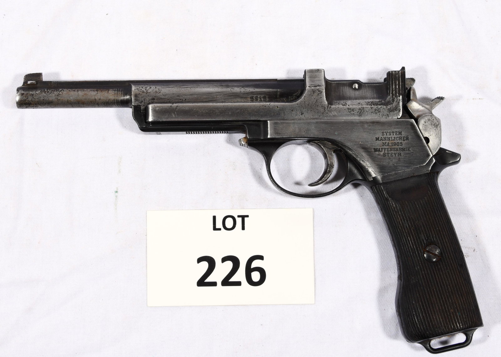 Steyr Mannlicher M1905: A Steyr Mannlicher M1905 produced by Steyr for the Argentine Army in 1905 in 7.63 Mauser caliber. Approximately 11,000 were made. This example has considerable wear to the finish and light to moderate