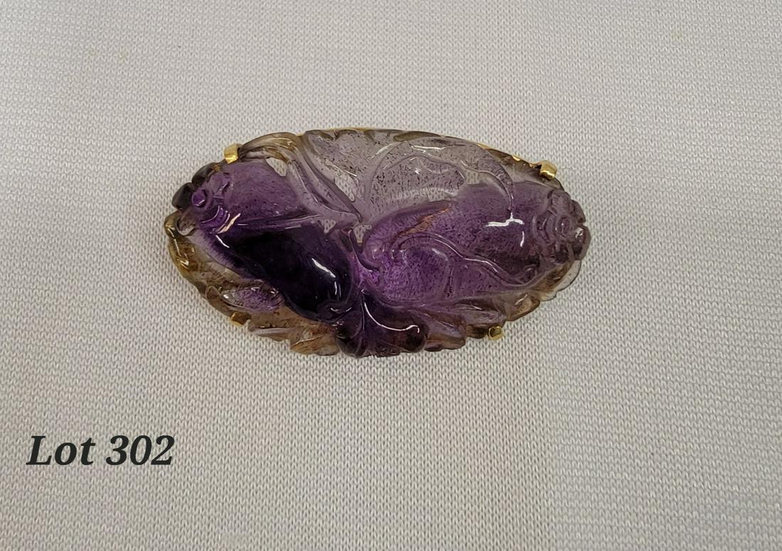 14K Gold Carved Amethyst Brooch (1 of 5)