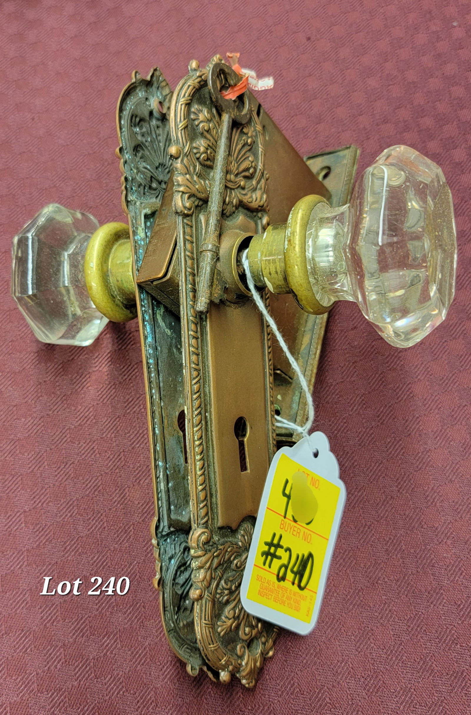 Antique Russell & Edwin Copper and Glass Door Hardware (1 of 4)