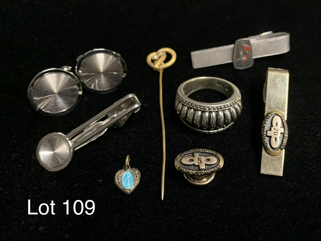 Sterling Silver Lot Including Cufflinks and Tie Bars (1 of 5)