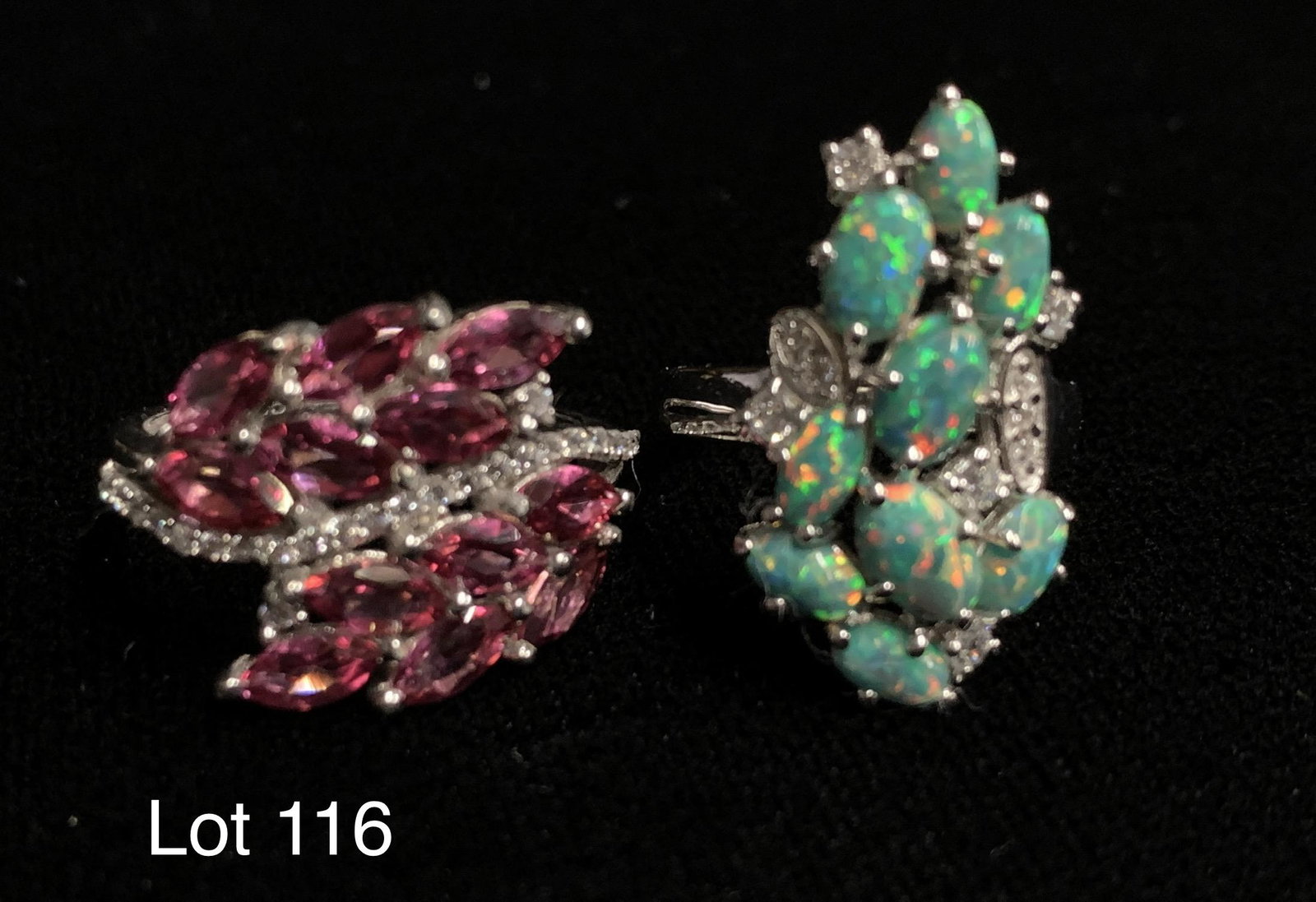 Sterling Silver Pink Sapphire and Opal Ring Ring Lot (1 of 7)