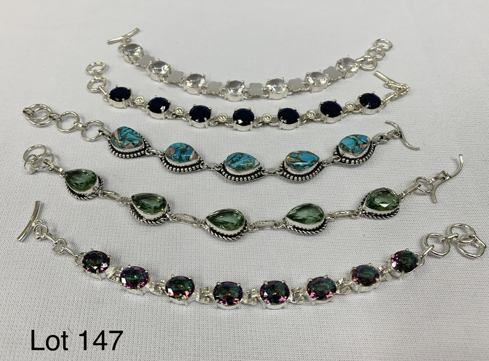 Lot of Sterling Silver Bracelets With Colorful Stones (1 of 5)
