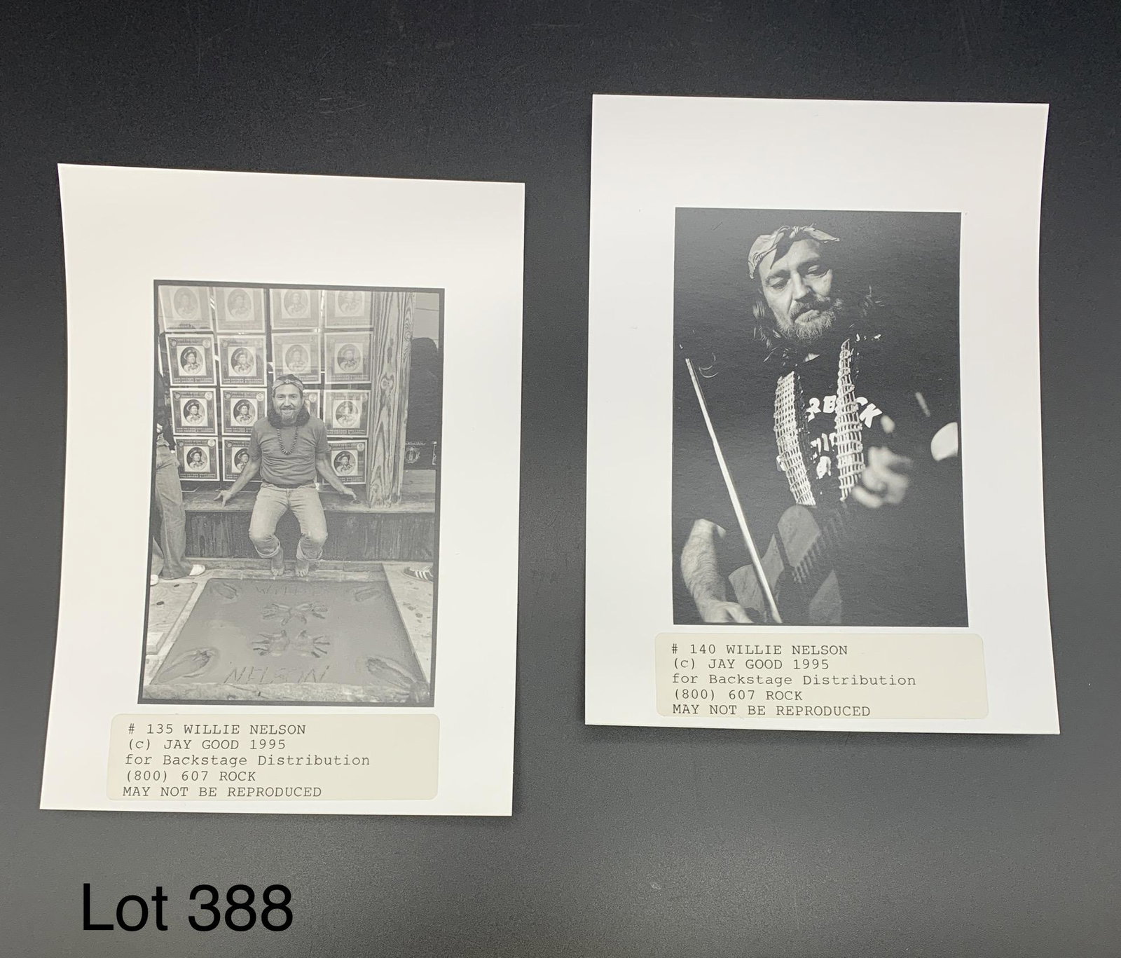 Collection of Original Unpublished Photographs of: A pair of original unpublished photographs of legendary country musician, Willie Nelson by photographer Jay Good. Taken sometime in the 1970s. Each photograph is 5x7 including border. These photograph