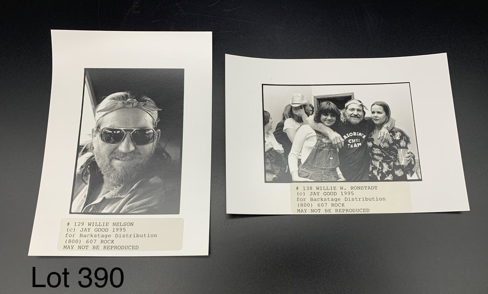 Collection of Original Unpublished Photographs of: A pair of original unpublished photographs of legendary country musician, Willie Nelson by photographer Jay Good. Taken sometime in the 1970s. Each photograph is 5x7 including border. These photos can