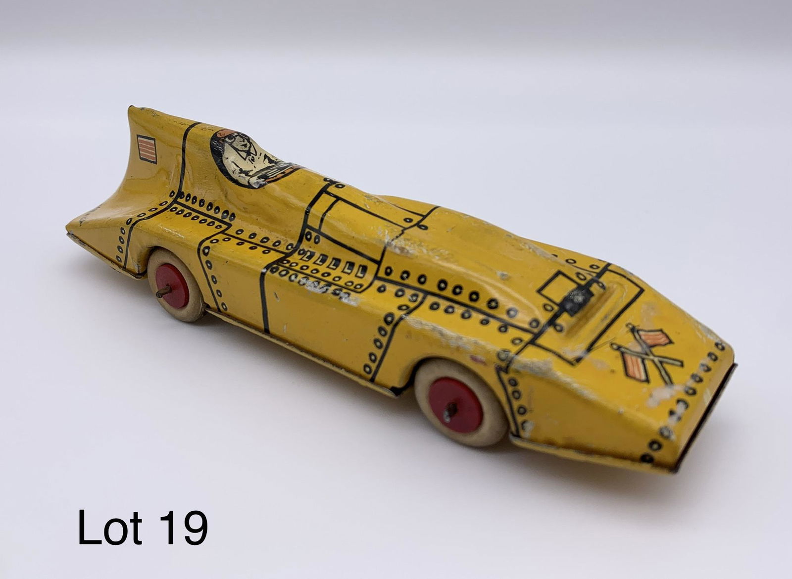 Vintage Lindstrom Wind Up Tin Litho Race Car (1 of 4)