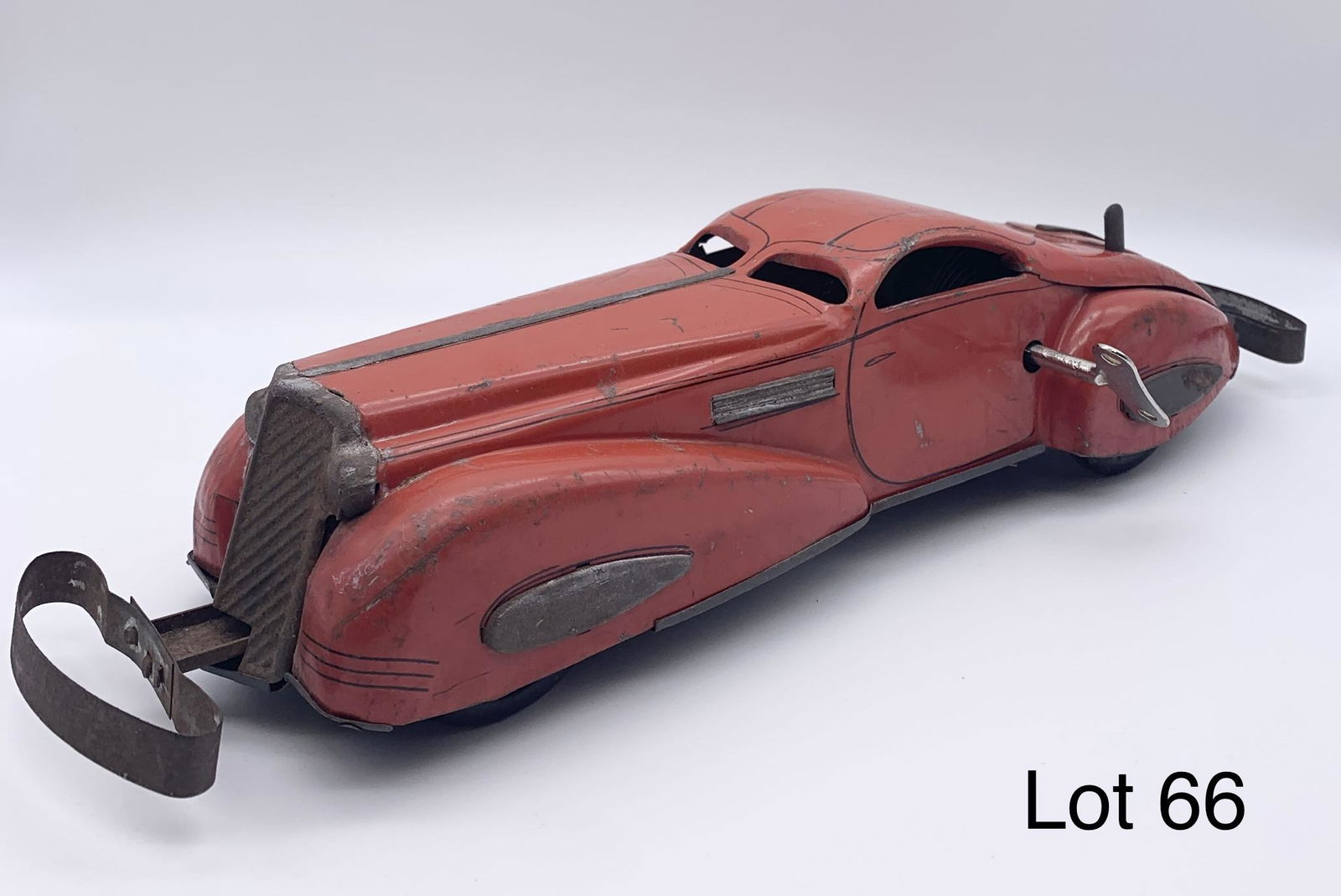 Vintage Marx Toys Red Wind Up Car with Key (1 of 10)