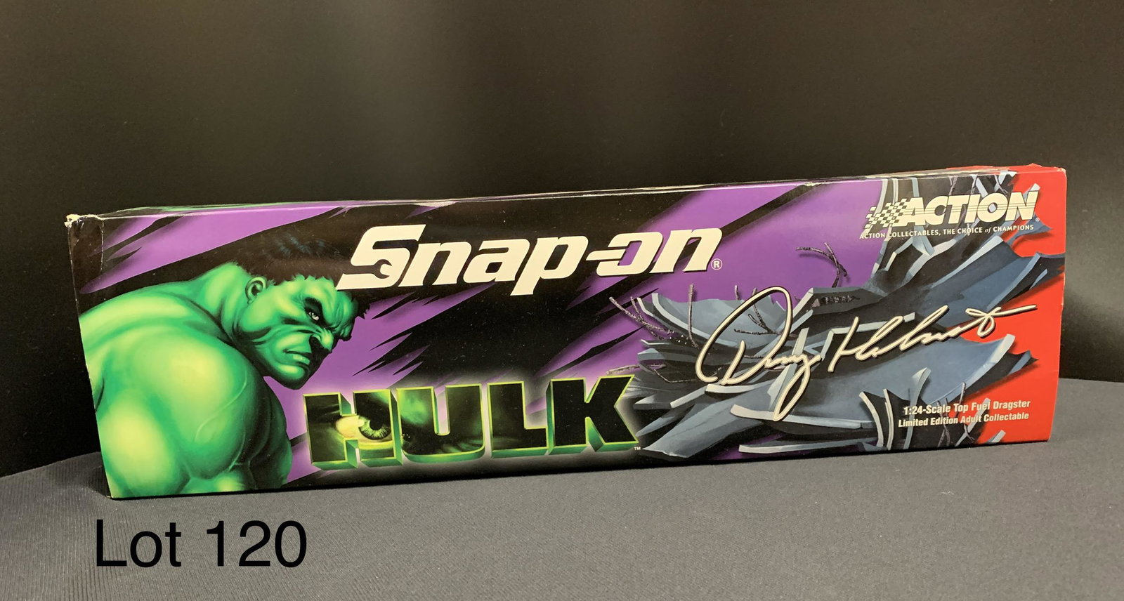 Snap-On Hulk Doug Herbert Top Fuel Dragster Collectable: A Snap-On Hulk Doug Herbert 1:24 scale limited edition top fuel dragster collectable car. (p/n# ssx2409) Presented in original packaging and box that measures 18" x 5" x 4". *notes- box is dented in o