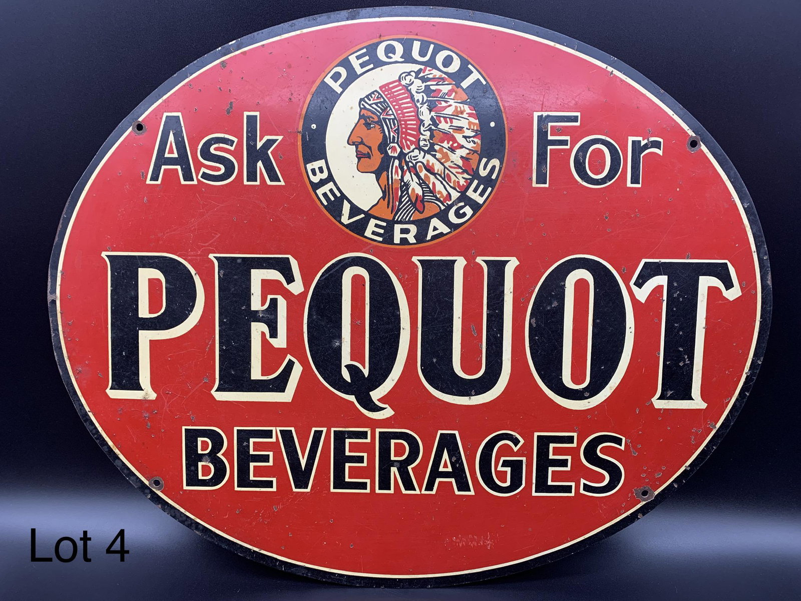 Vintage Mid Century Pequot Beverages Flange Sign (1 of 7)