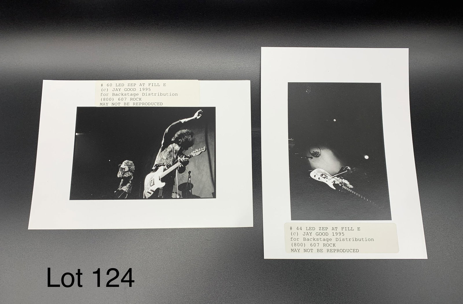 Original Unpublished Photographs of Led Zeppelin: A pair of original unpublished photographs of legendary rock band, Led Zeppelin. Taken by photographer Jay Good at the Fillmore on February 2, 1969. Each photograph is 5x7 including border. These phot