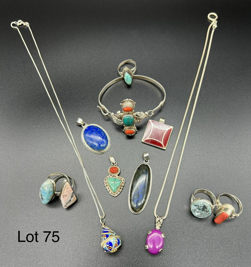 Grouping of Sterling Silver and Gemstone Jewelry (1 of 7)