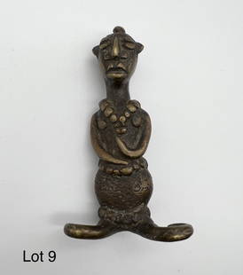 Cast Brass Figurine From Nigeria: A good cast brass figurine from Nigeria. 5 1/2" tall.