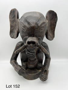 African "Elephant God" Wood Carving