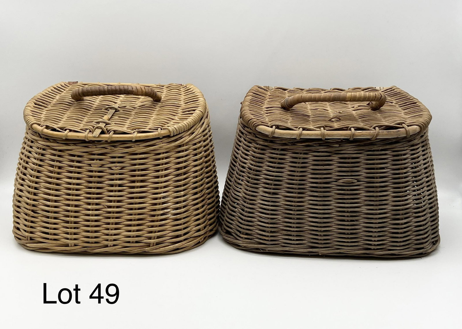 Lot of Vintage Children's Creels: A lot of two vintage wicker children's creels. 8" across.