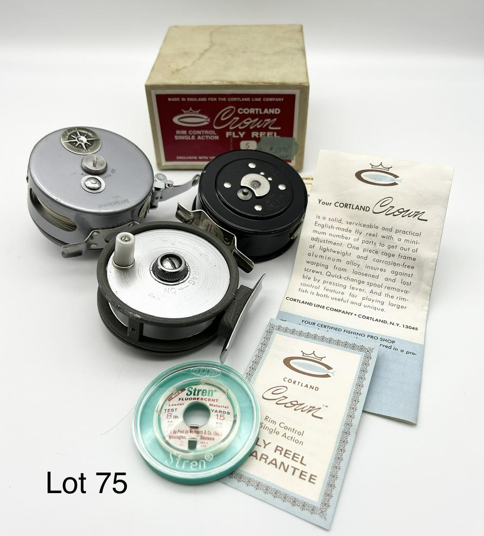 Lot of Vintage Fly Reels: Three vintage fly reels. Martin 63, Shakespeare No ,1826 and one unmarked except "Japan". *notes- all in excellent condition and in working order.