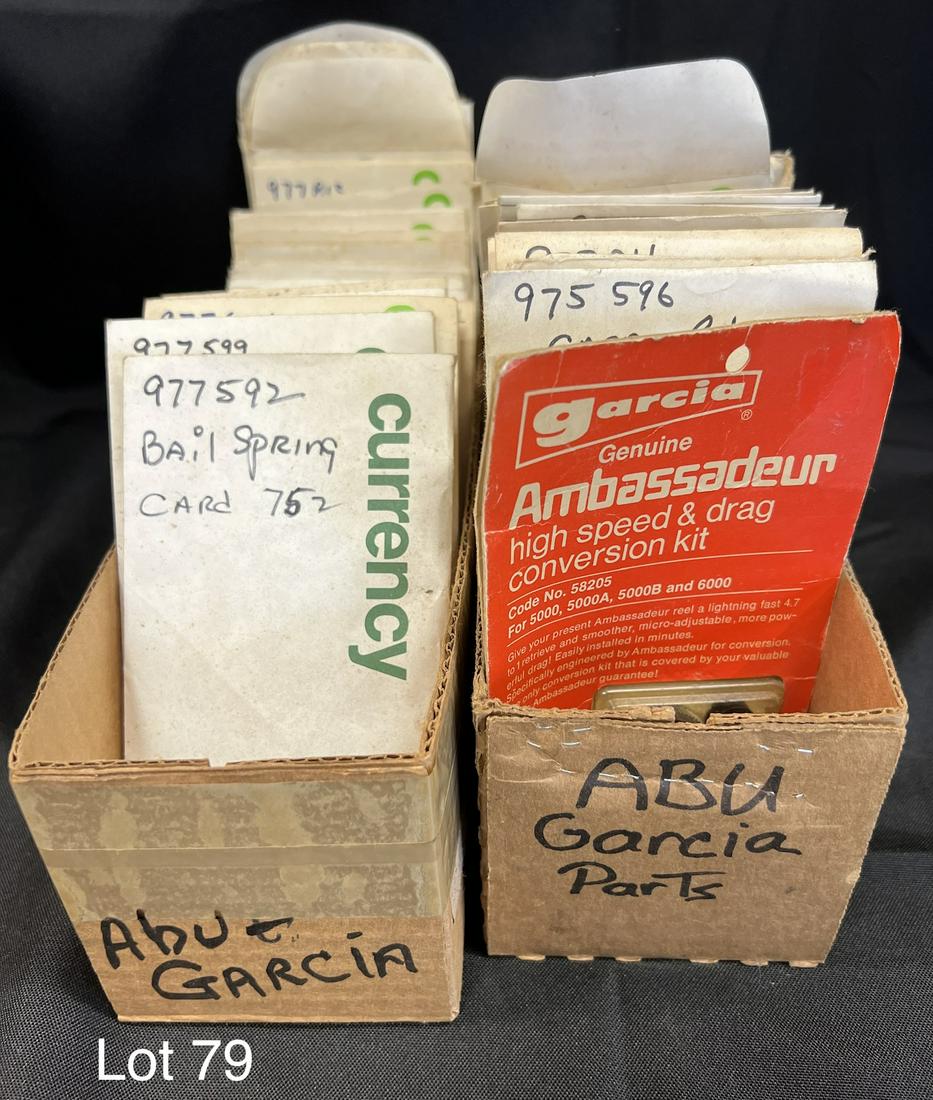 Lotk of ABU Garcia Reel Parts: A lot of ABU-Garcia reel parts including bail springs, handles and more. New old stock.