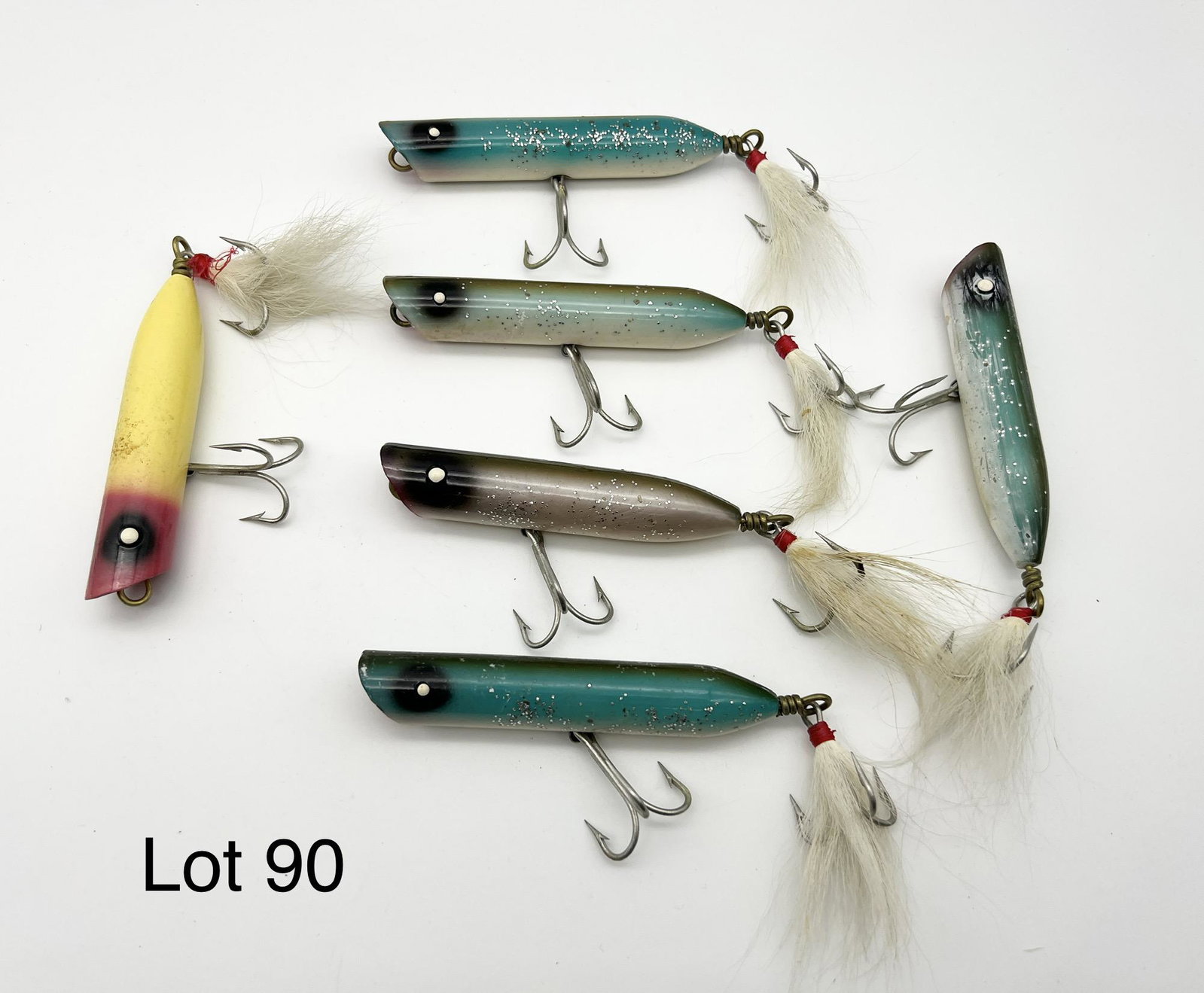 Vintage Creek Club Lot: A lot of six vintage Creek Club 4 1/2" striper strike lures from 1960's- 1980's.