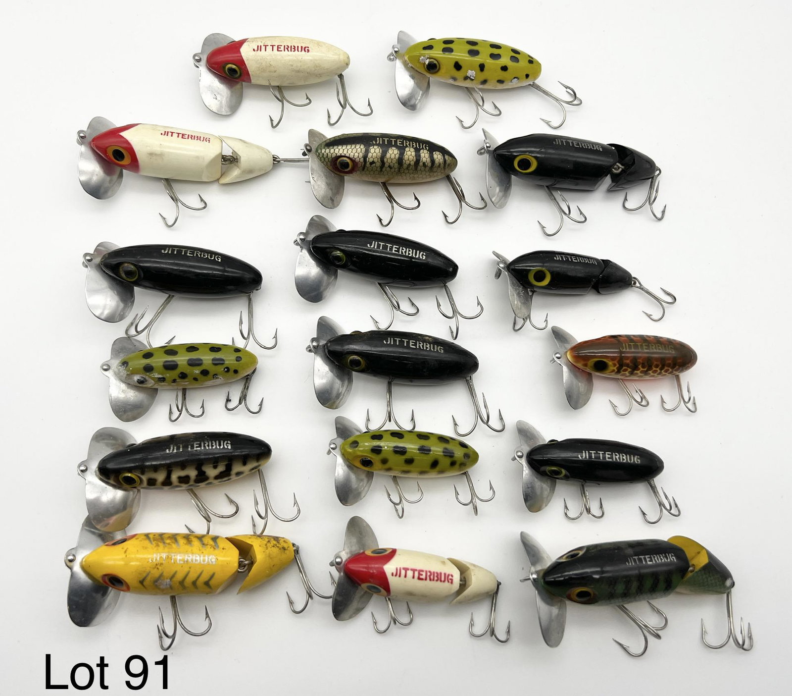 Lot of Arbogast Jitterbug Lures: A lot of Arbogast Jitterbug lures from 1960's-1980's.