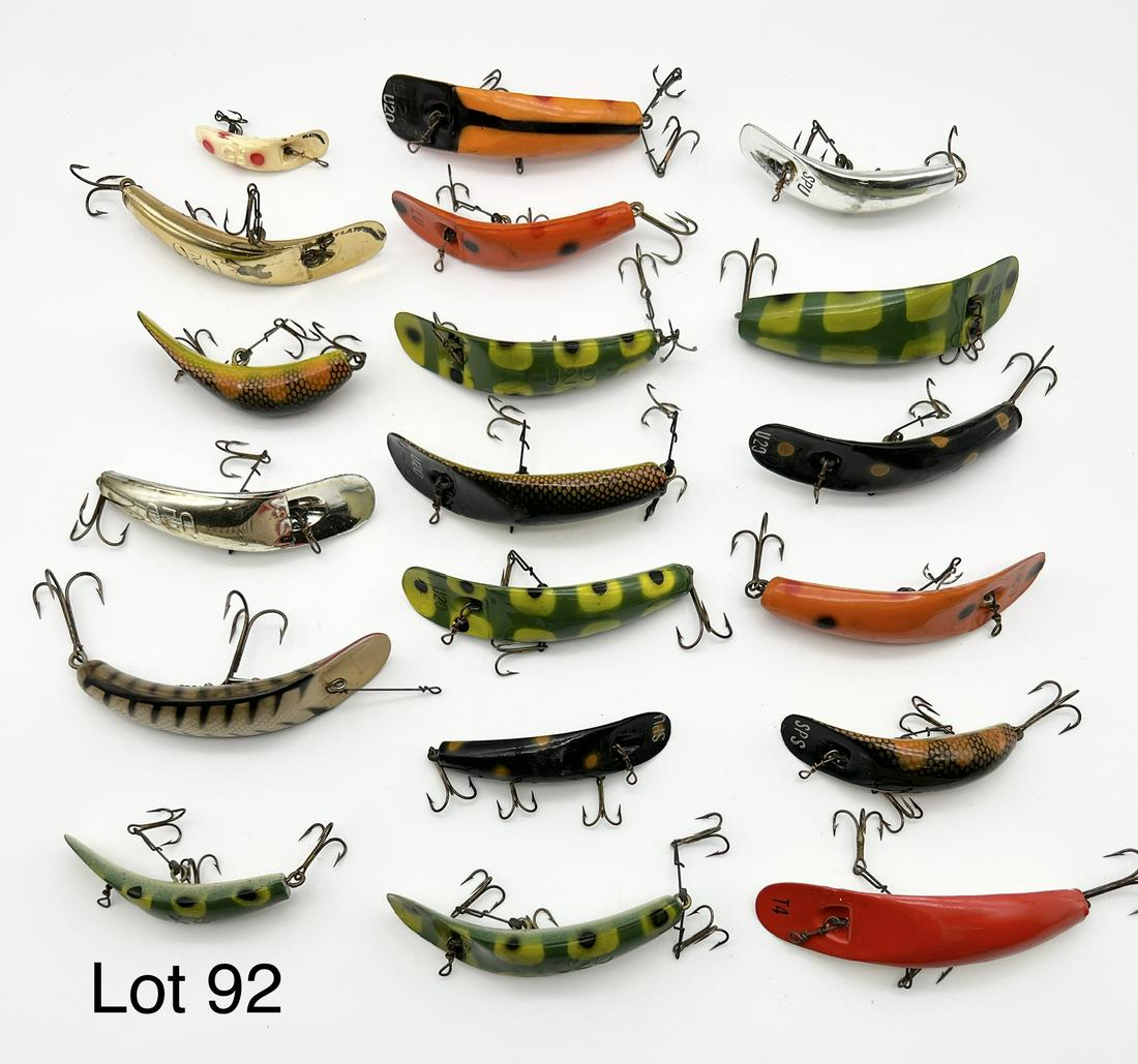 Collection of Vintage Helin Flatfish Lures: A grouping of 19 vintage Helin Flatfish lures from the 1960's-1970's.