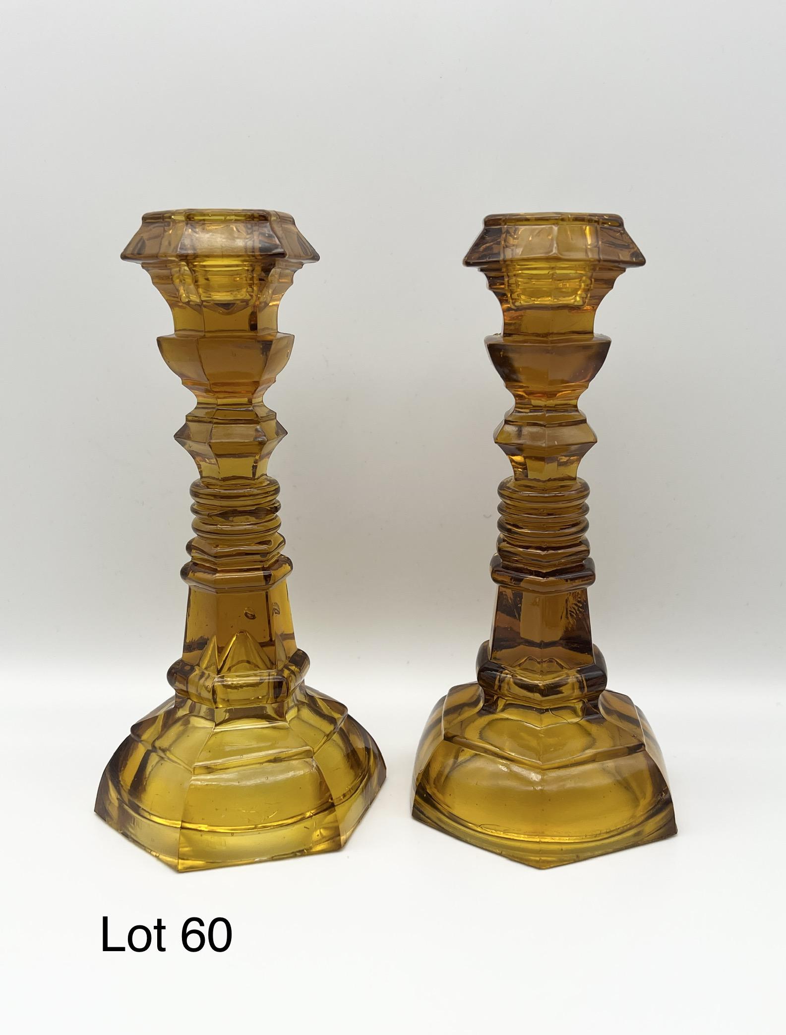 Amber Glass Candlesticks (1 of 5)