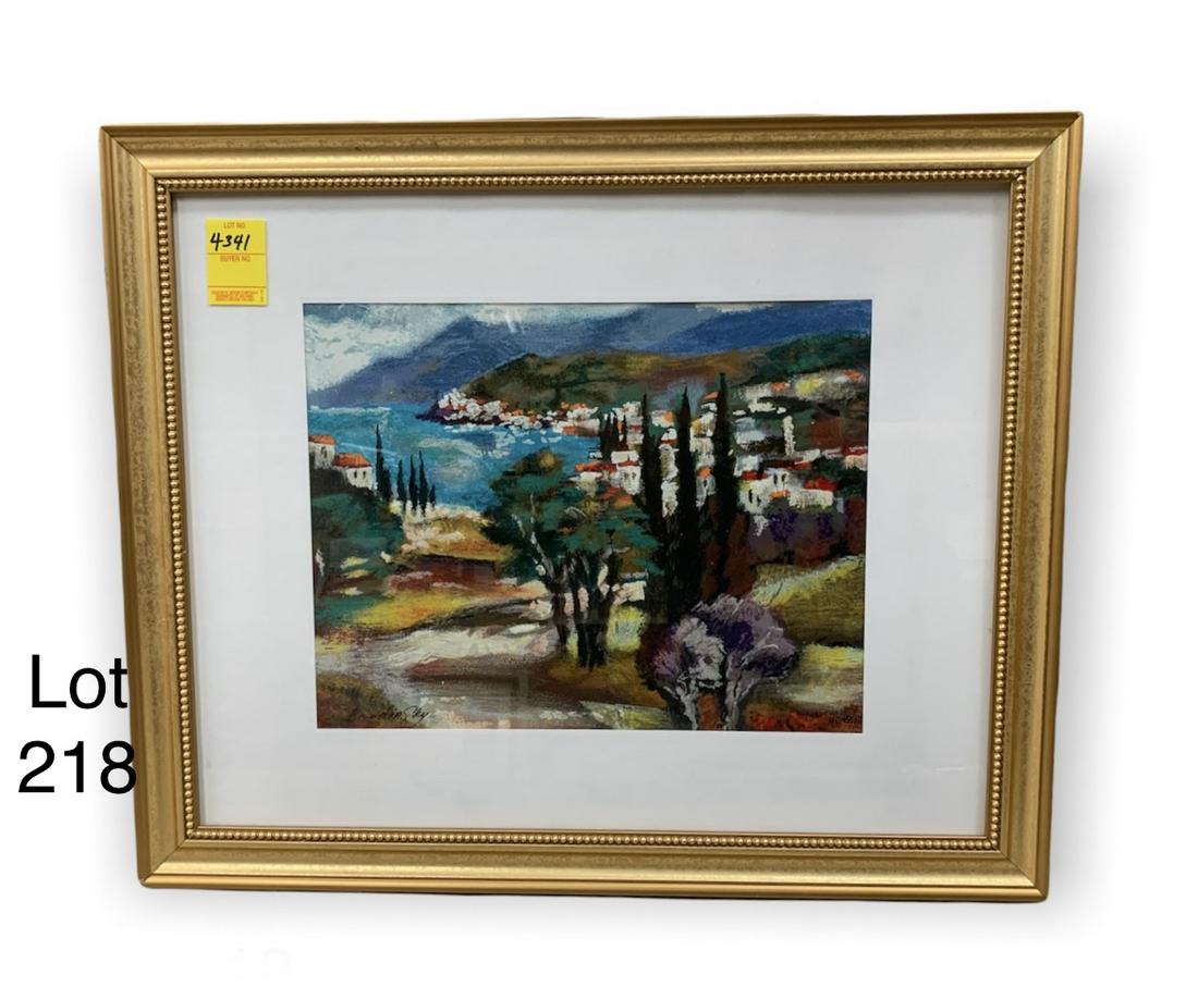 Signed Limited Edition Brodinsky "Near the Mediterranean" Serigraph: A signed limited edition serigraph on wove paper of "Near the Mediterranean" by Russian artist Slava Brodinsky (b. 1955). Numbered 50/480. Signed in ink by artist on left bottom of serigraph. Comes wi