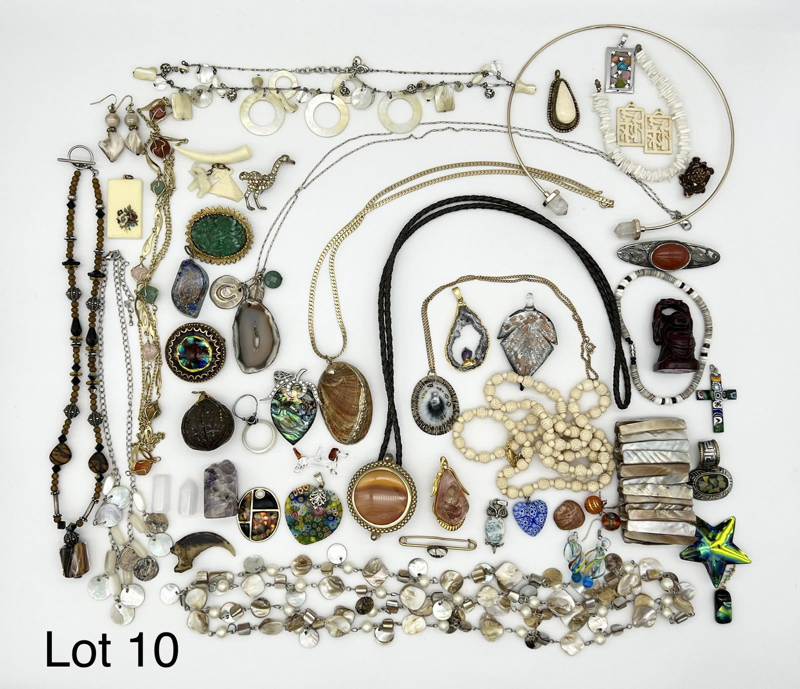 Costume Jewelry Lot Featuring Glass, Crystal and Shell Items (1 of 7)