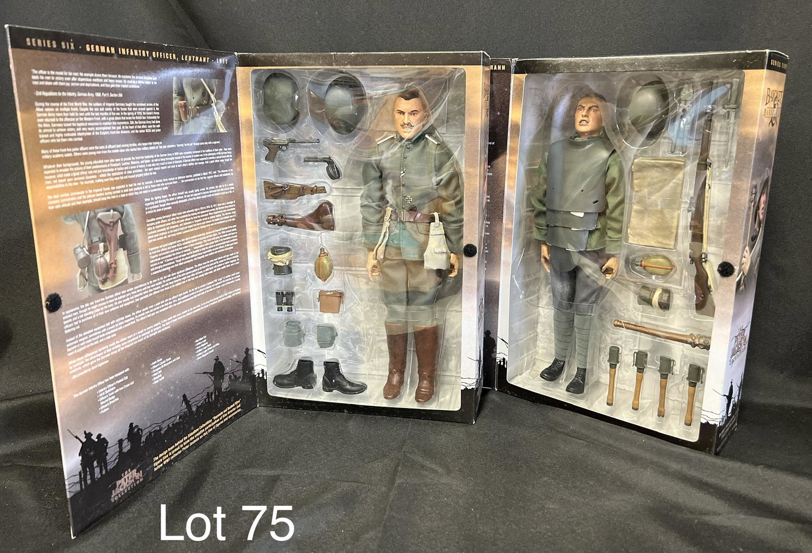 Peter Jackson Collection Bayonets and Barbed Wire Action Figures: A lot of two action figures from Peter Jackson's Bayonets and Barbed Wire line of collectables. This lot includes a German Infantry Officer from series six and a German Trench Raider from series five.