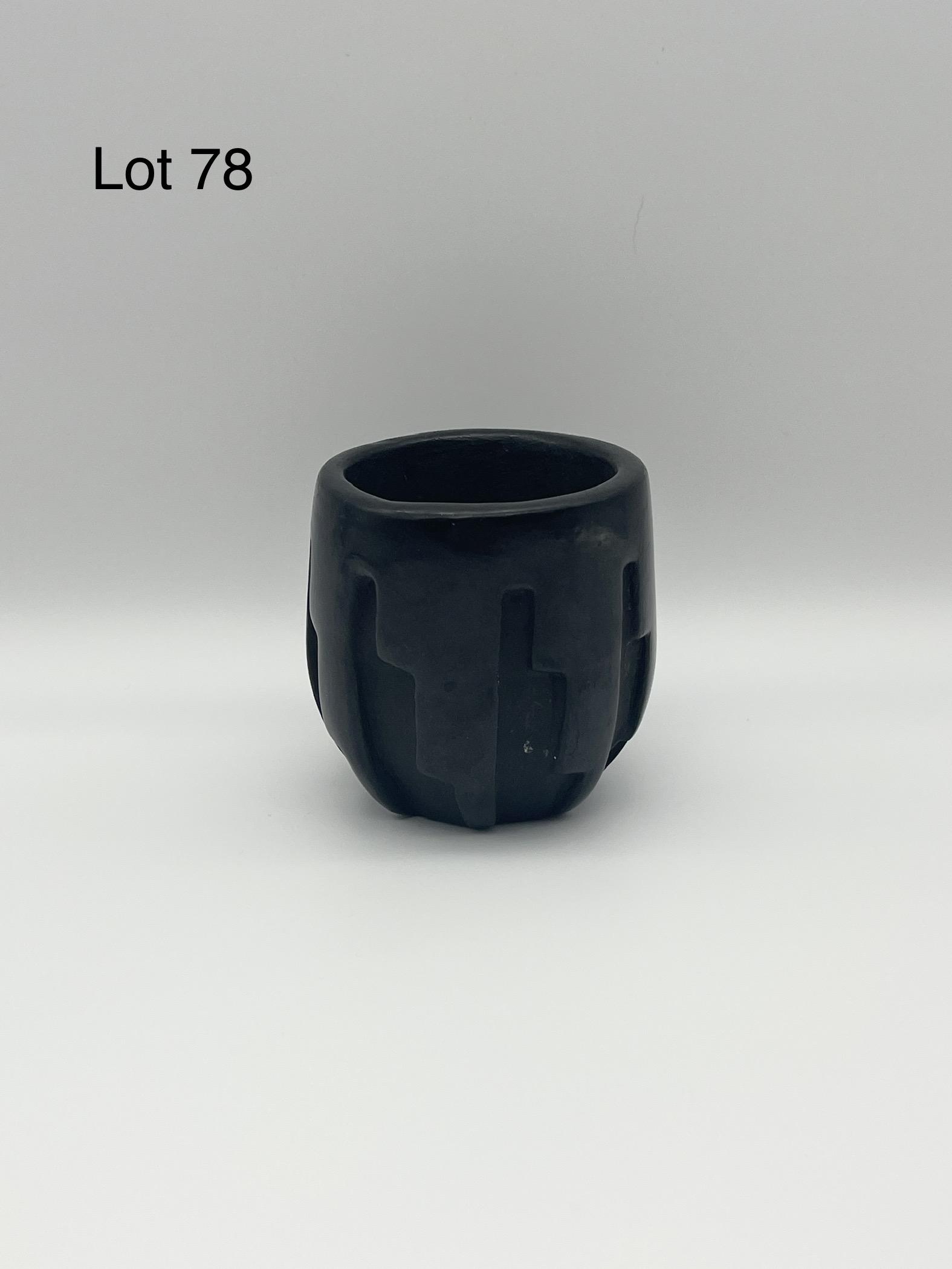 Signed Santa Clara Pueblo Black Pottery Pot (1 of 4)