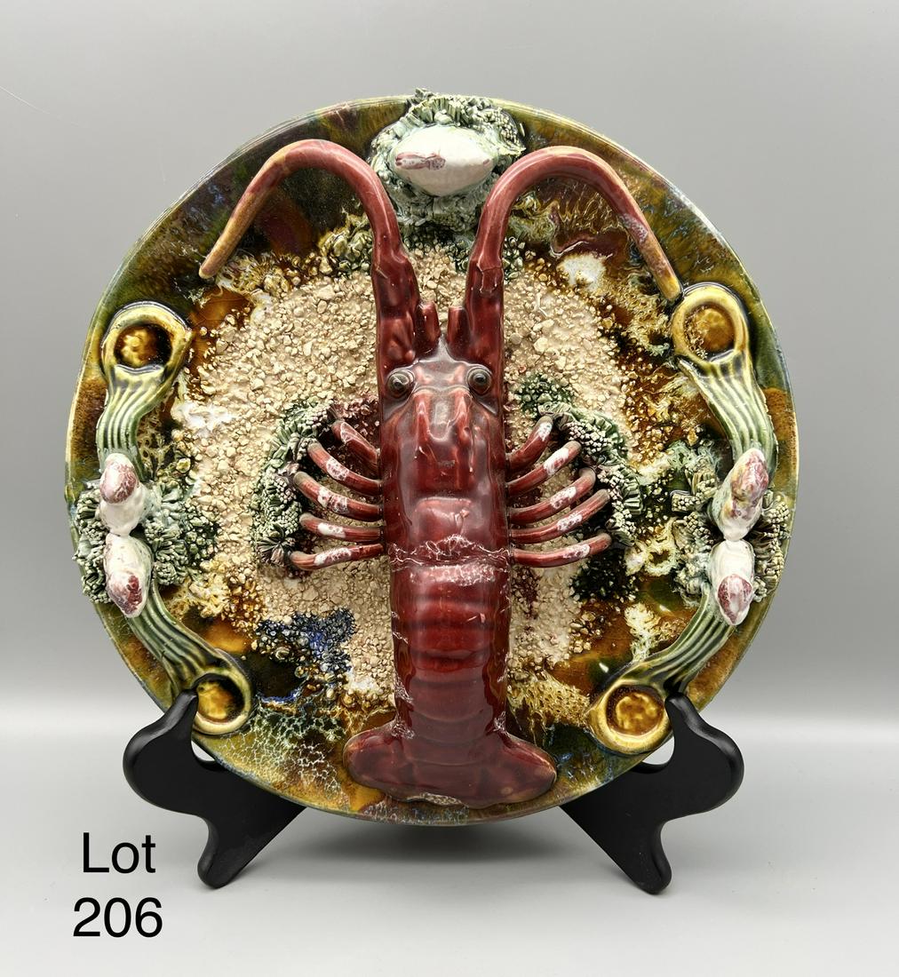 Jay Willfred Portuguese Palissy Majolica Lobster Oyster Plate (1 of 8)