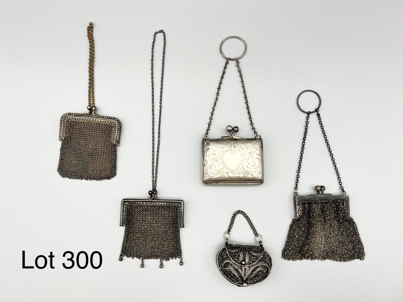 Collection of Antique Miniature Doll Handbags Including Sterling (1 of 8)