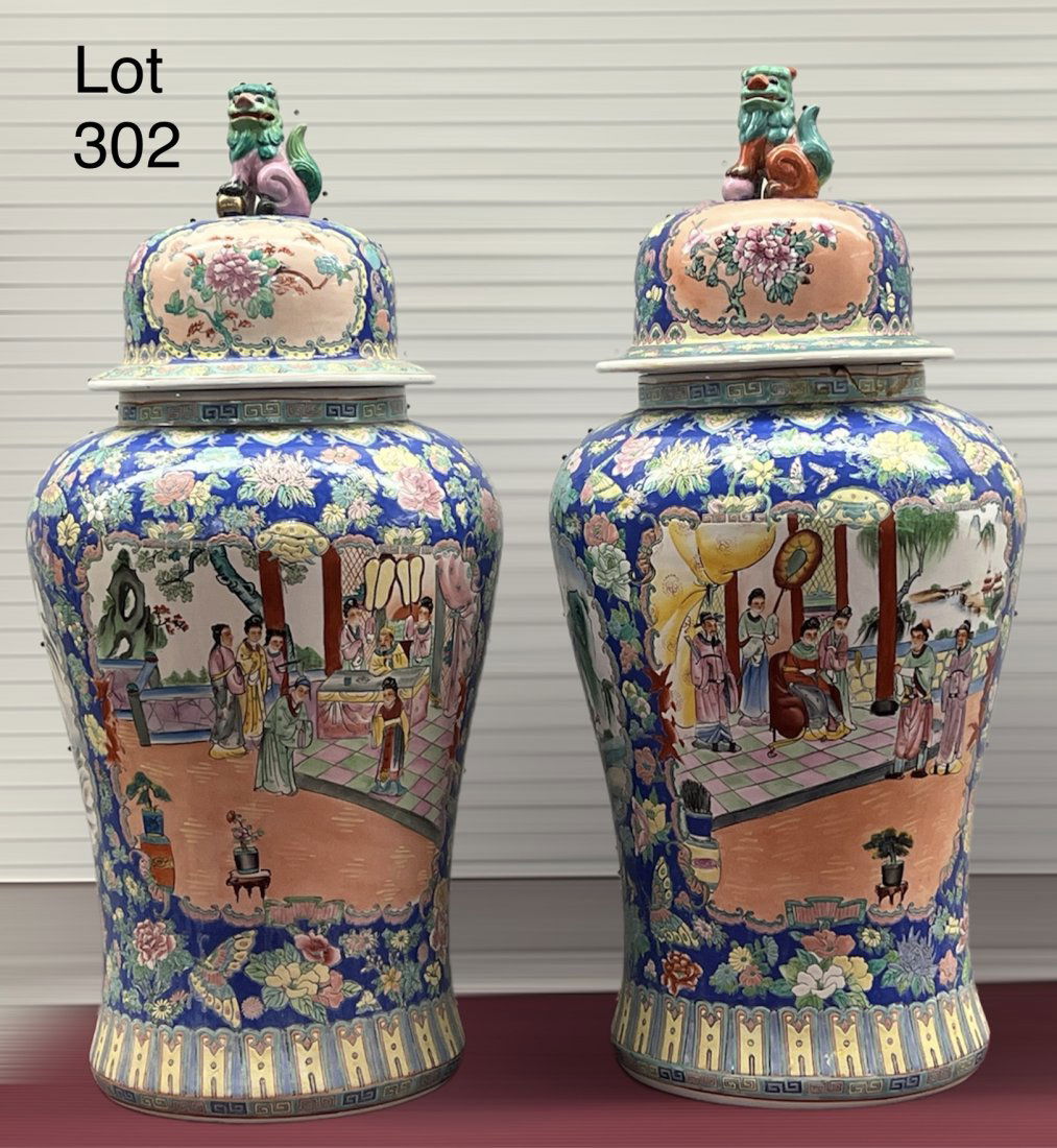 Pair of Mid Century Porcelain Palace Urns (1 of 10)