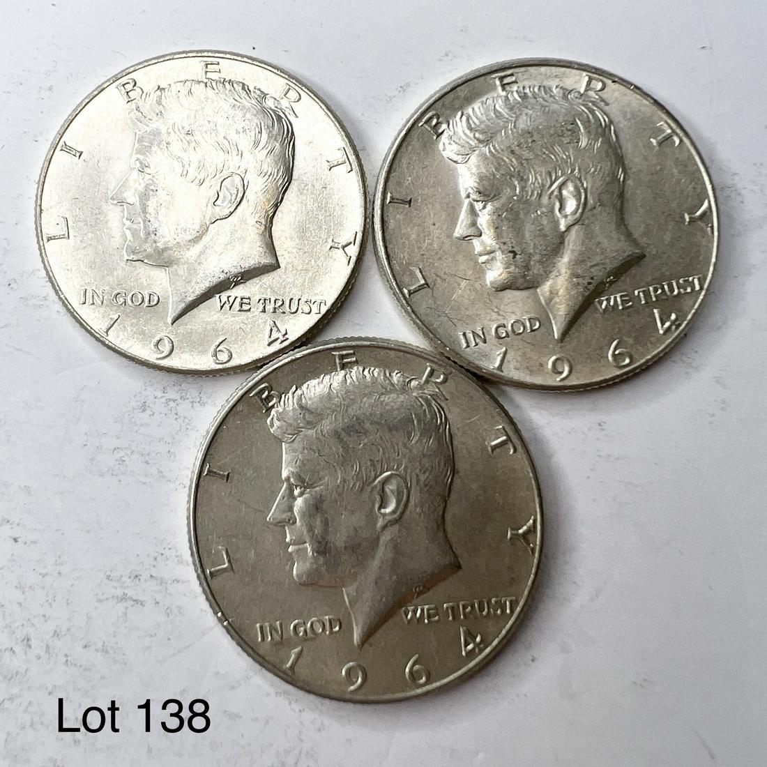 3-1964P Kennedy Half Dollars (90%Silver) (1 of 2)