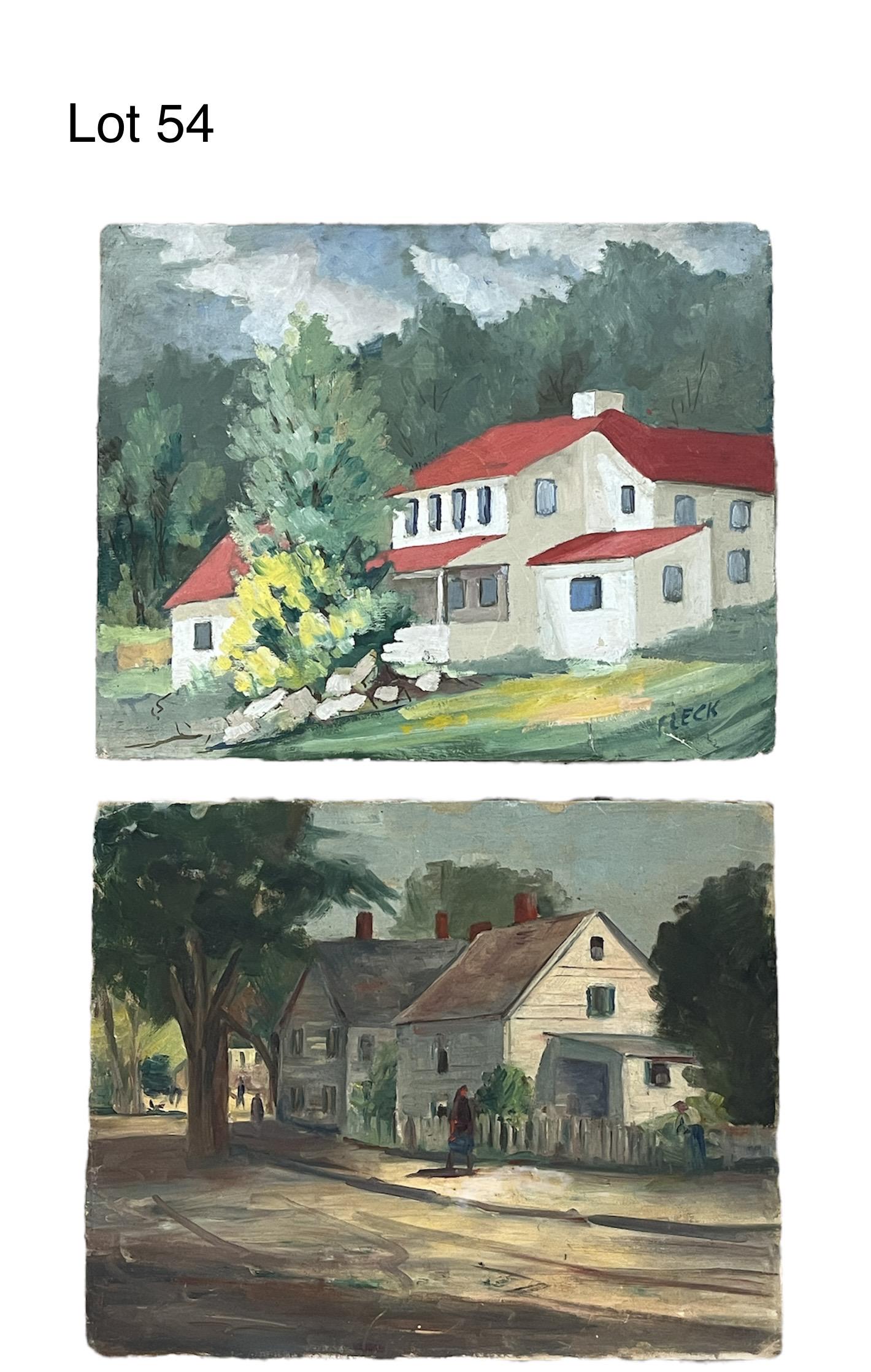 Duo of Oil Landscapes on Board Attributed to Helen Adele Fleck (1887-1958) (1 of 9)