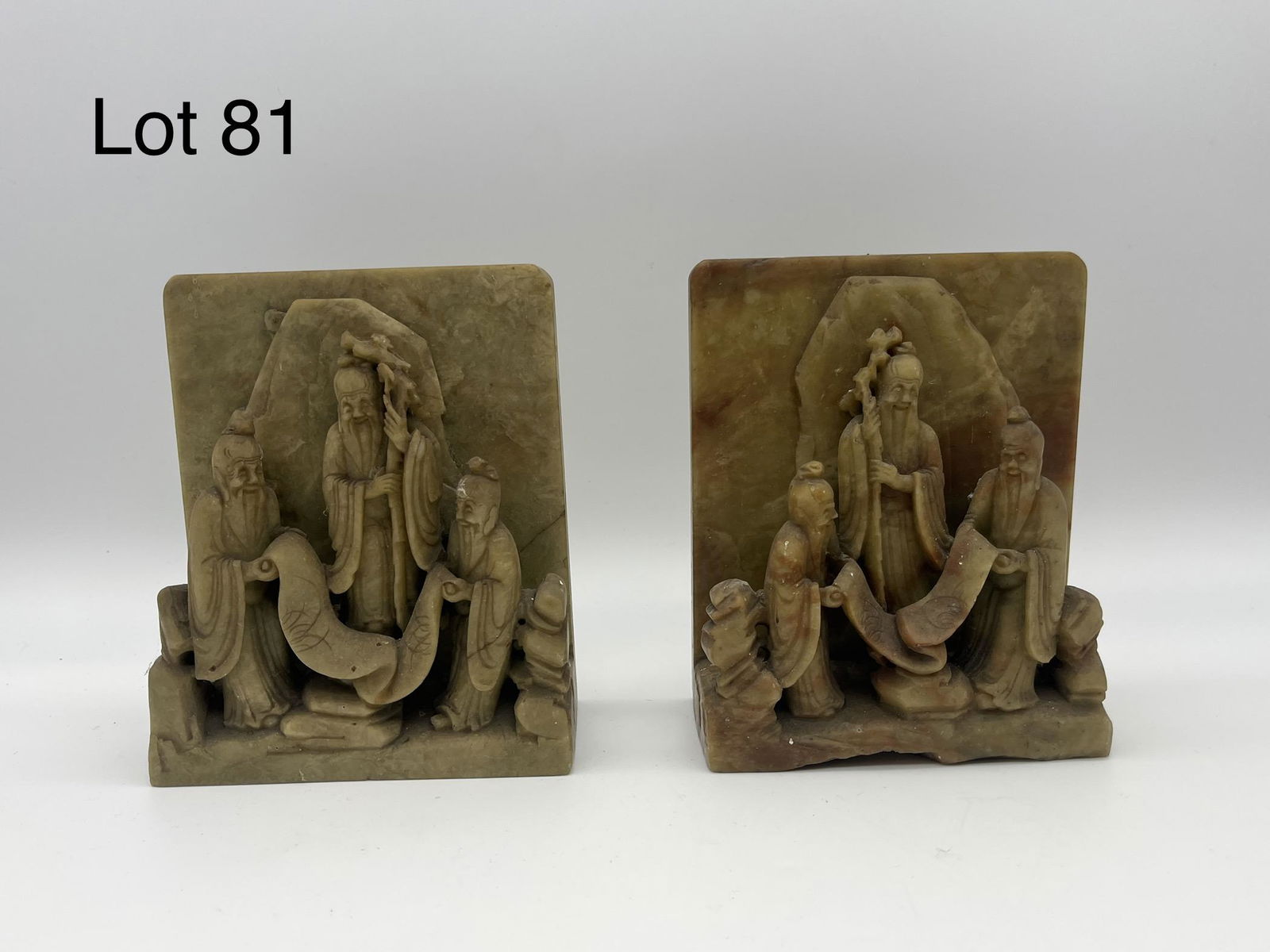 Pair of Antique Chinese Soapstone Bookends (1 of 7)